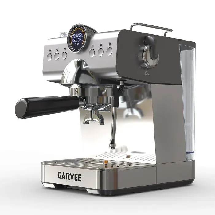JOLLYTOP Machine à expresso compacte 20 bars avec porte-filtre mousseur à lait et réservoir 15L – Fonction eau chaude