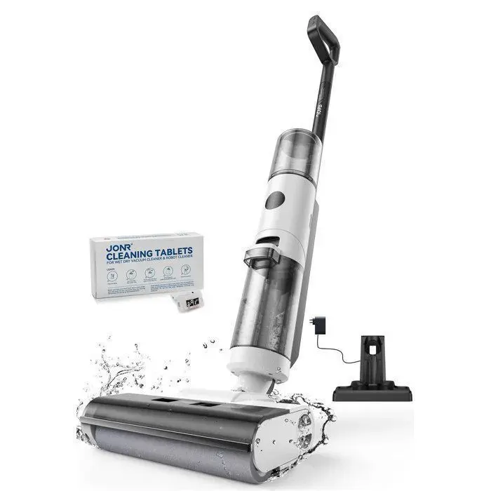 JONR Aspirateur balai laveur Sans Fil ED12 4-in-1- Humide & Sec -30 min-Self Cleaning Function for Hard Floors- 850mL