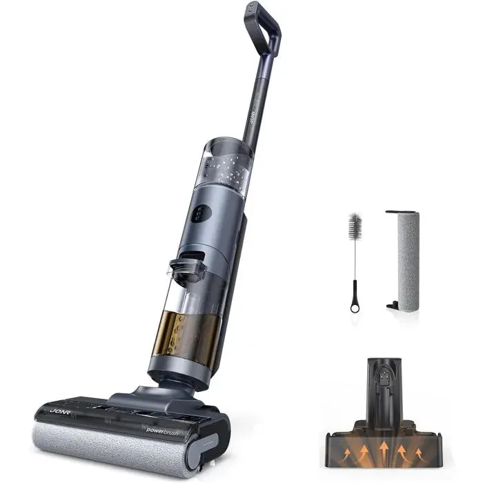 JONR ED12 Pro Aspirateur Laveur sans Fil Nettoyage a Trois tranchants Balai aspirateur Laveur 3 en 1 Auto-Nettoyage a leau Chaud