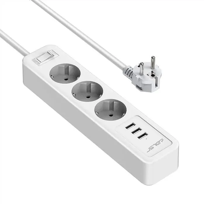 JSVER USB Power Strip 3 Sockets with 3 USB Ports Charger (5 V 2.4 A/12 W) Multi Socket 3680 W 16 A MINI-BAR – MINI FRIGO POUR BOI