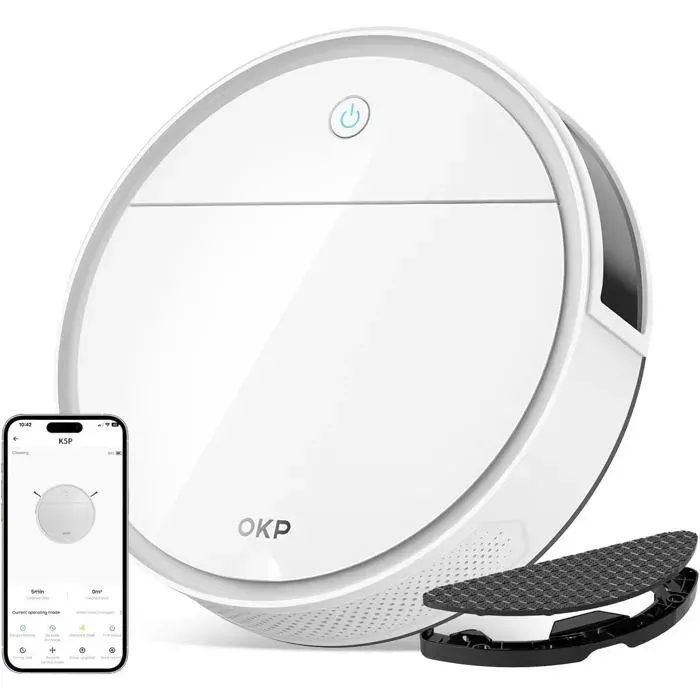 K5 Pro Aspirateur Robot5000 Pa180 MinutesUltra-Mince 77 CmÉvitement DObstacles PsdSilencieuxAdapté Aux Sols Durs Et Efficac