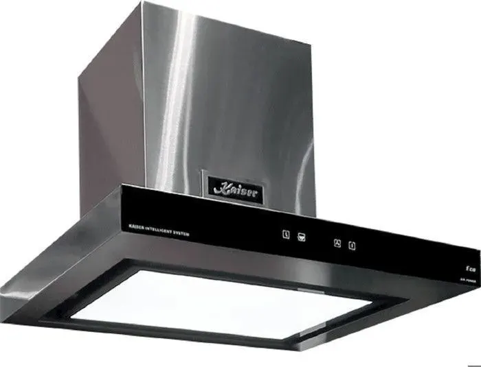 Kaiser Hotte aspirante murale 60 cm verre noir • Hotte AT 6433 Eco • Évacuation & recyclage • FullTouch • LED • Inox Anti Touch