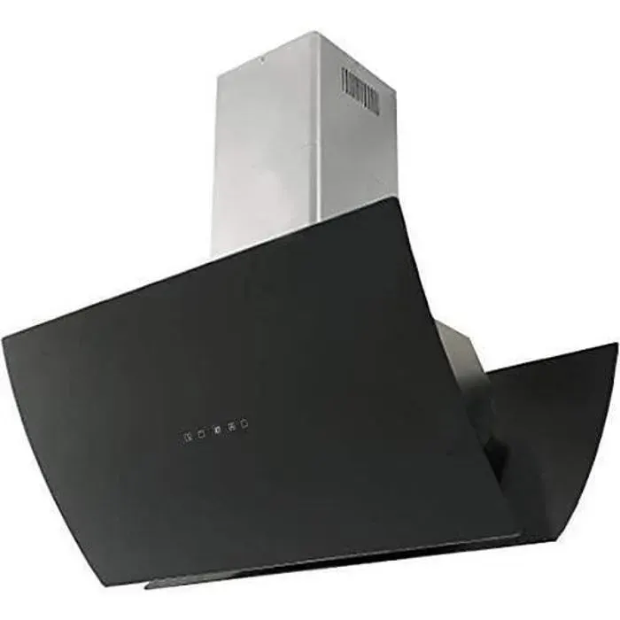 Kaiser hotte îlot • hotte aspirante îlot • 90cm •1250 m³/h • 3 Niveaux de Puissance • éclairage LED • Inox •verre noir •Hotte•téléco