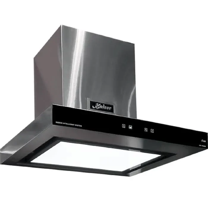 Kaiser Hotte murale 60 cm verre noir • Hotte aspirante AT 6433 Eco • Évacuation & recyclage • FullTouch • LED • Inox Anti Touch