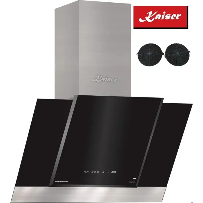 Kaiser Hotte murale inclinée 60 cm AT 6438 F Hotte aspirante GRAND CHEF • Verre noir • FullTouch • 910 m³/h • Évacuation/recyclage