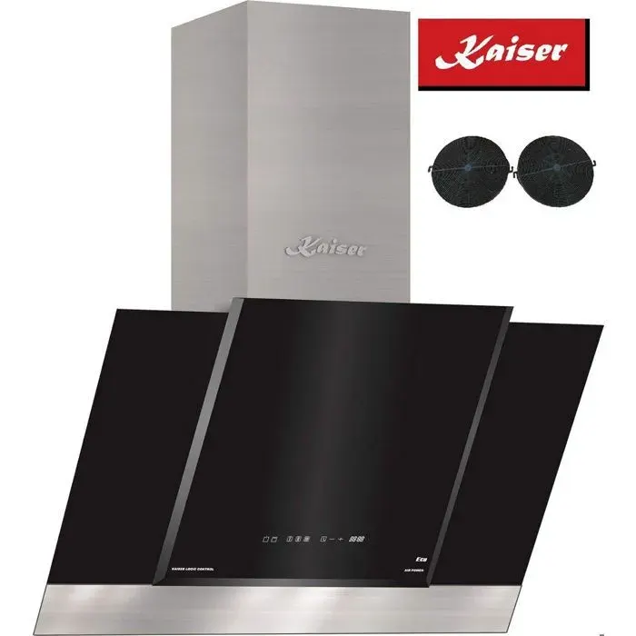 Kaiser Hotte murale inclinée 60 cm AT 6438 Hotte aspirante GRAND CHEF • Verre noir • FullTouch • 910 m³/h • Évacuation/recyclage
