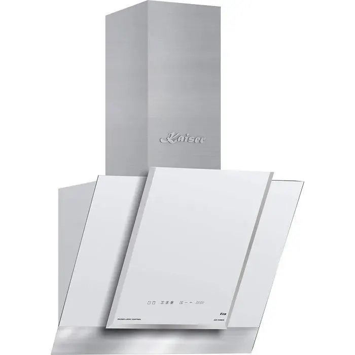 Kaiser Hotte murale inclinée 60cm AT 6438 FW Hotte aspirante GRAND CHEF • Verre blanc • FullTouch • Évacuation/recyclage • 910m³/h