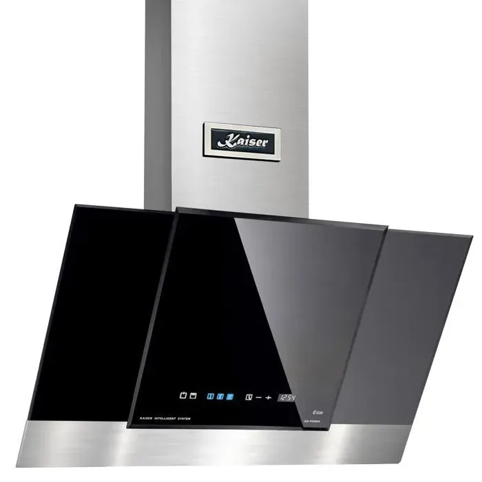 Kaiser Hotte murale inclinée 80 cm AT 8438 Hotte aspirante GRAND CHEF • Verre noir • FullTouch • 910 m³/h • Évacuation/recyclage