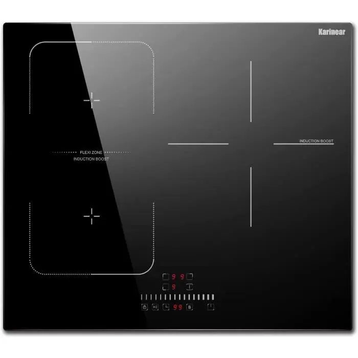 Karinear Plaque à Induction - 3 Foyers avec Zone Flexible - Encastrable 59cm - 6800W