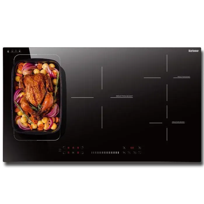 Karinear Plaque de Cuisson Induction - 5 Foyers avec Zone de Pont - Booster - Encastrable - 90cm - 7200W