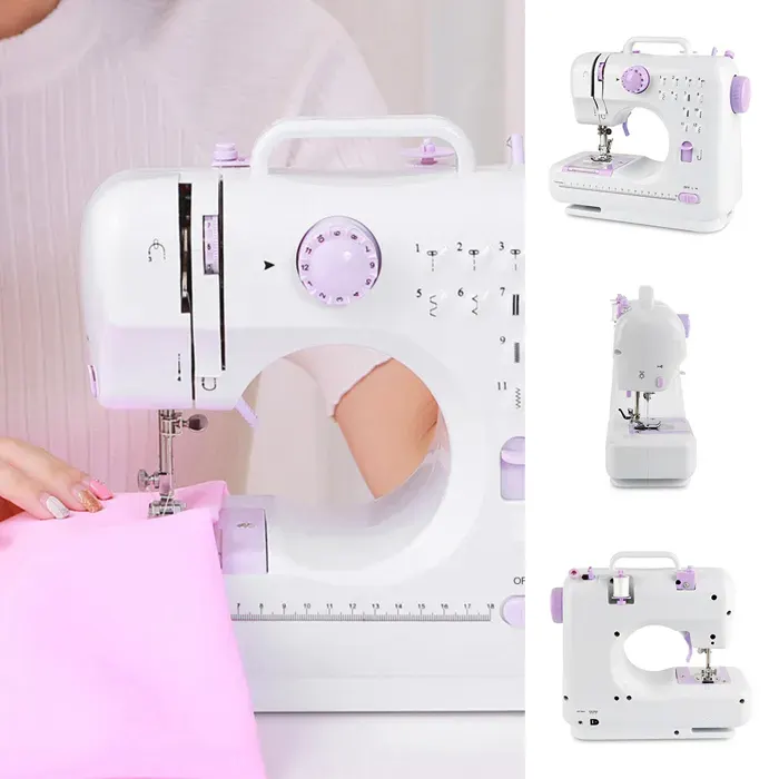 KEDIA Machine à coudre 505 pour débutants Blanc 12 Points Différents Fonction Surjet Boutonnière Double Fil Éclairage LED