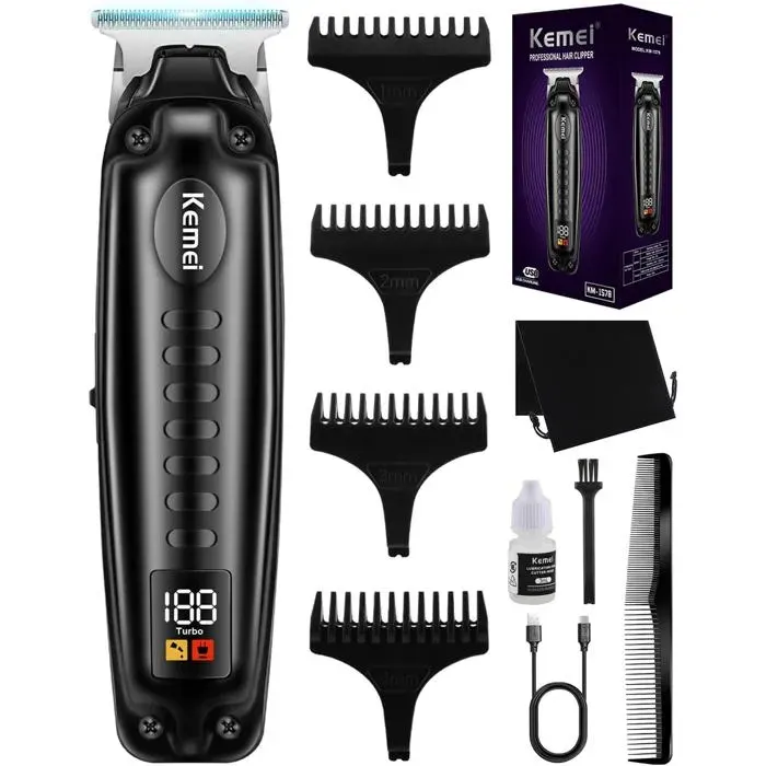 KEMEI Tondeuse à Cheveux Pro Homme - Sans Fil Rechargeable Précision pour Famille & Barbiers KM-1578