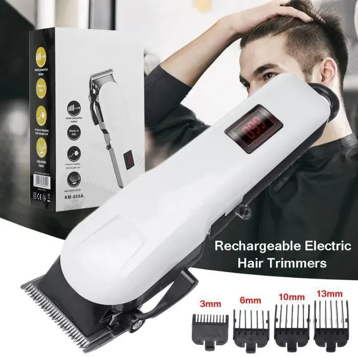 Kemei Tondeuse à Cheveux Sans fil Rechargeable - Rasoir Barbe LCD Electrique + 4 Peignes 220V-keeper