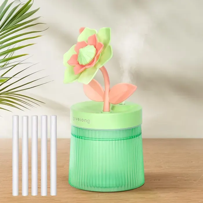 KENLUMO humidificateur en forme de fleur mignonne 260 mlArrêt automatiqueveilleuses coloréesConvient pour chambre Saint-Valentin