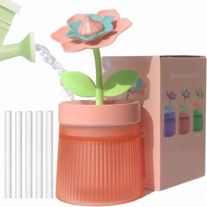 KENLUMO humidificateur en forme de fleur mignonne 260 mlArrêt automatiqueveilleuses coloréesConvient pour chambre Saint-Valentin