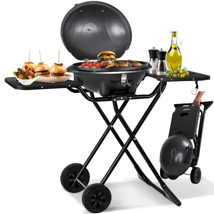 KESSER® Gril électrique Gril de table 2 en 1 Barbecue sur gril avec couvercle et pieds 2400 watts maximum