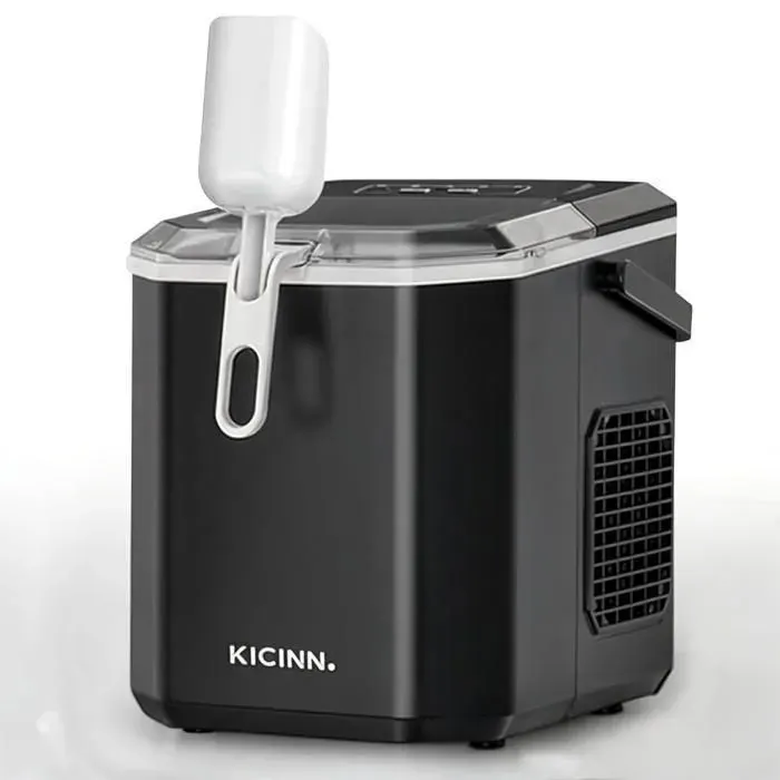 Kicinn Machine à Glaçons Noire 12 kg/24h 9 Glaçons par Cycle Autonettoyante avec Pelle