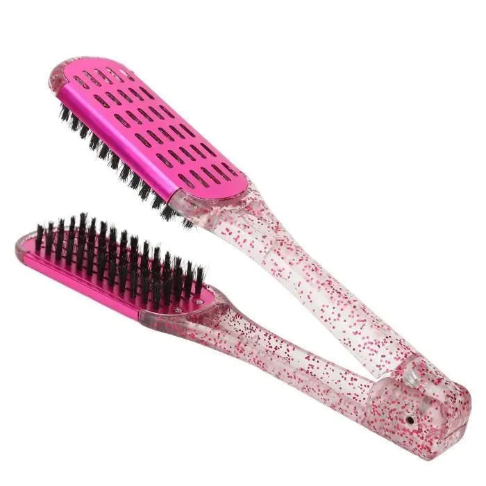 KIMISS Brosse à lisser double face Lissage des cheveux Attelle Peigne Doux Cheveux Double Face Lisseur Pince Brosse Styl Étiquette