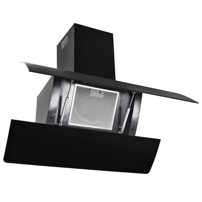 KIMISS Hotte murale Acier inoxydable 756 m³ / h 90 cm Noir-LEF