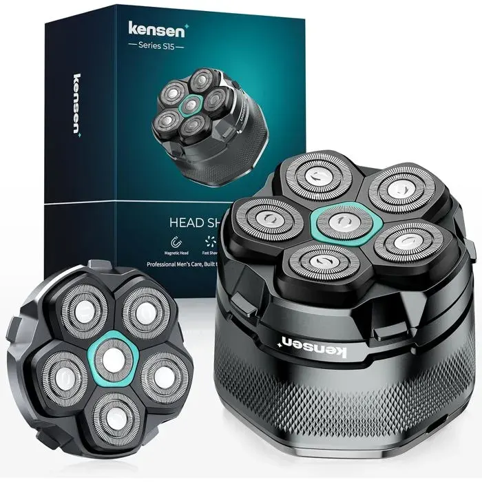 Kit 6D Rasoir Tete Chauve Homme 160mins avec Tête de RechangeRasoir Electriques Hommes Cheveux Étanche Type-C Tondeuse Crane Chauve