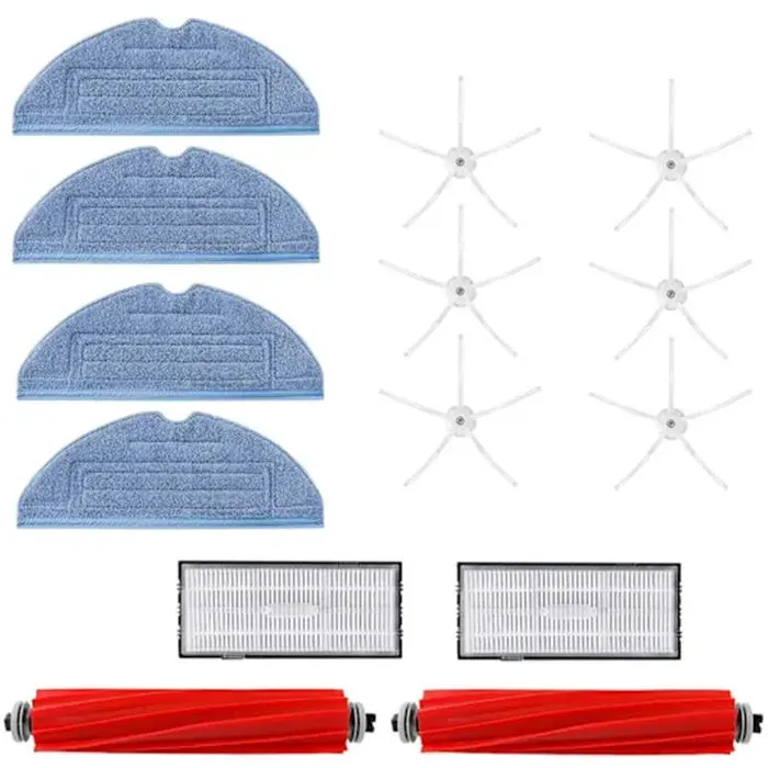 Kit brosses aspirateur robot - Installation facile Matériaux durables - Entretien robot aspirateur - Blanc et bleu 14 pièces