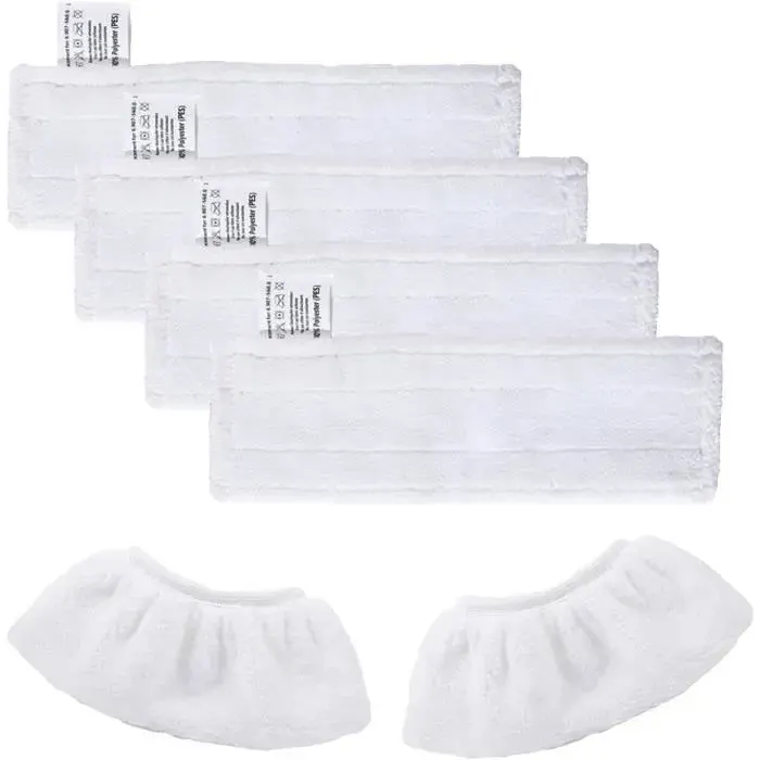 Kit de 4 Bonnettes Microfibre Lingettes Remplacement & 2 Bonnettes Chiffons Microfibre pour Karcher Easy Fix SC2 SC3 SC4 SC5