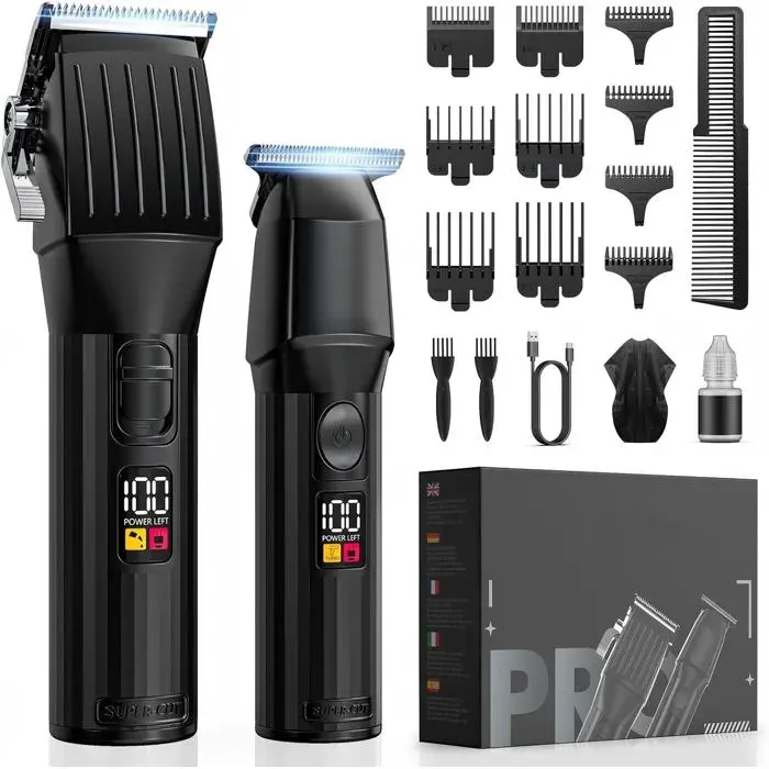 Kit de Coupe de Cheveux Professionnel pour Homme - Tondeuse à Cheveux à Barbe et à Contours - Idée Cadeau