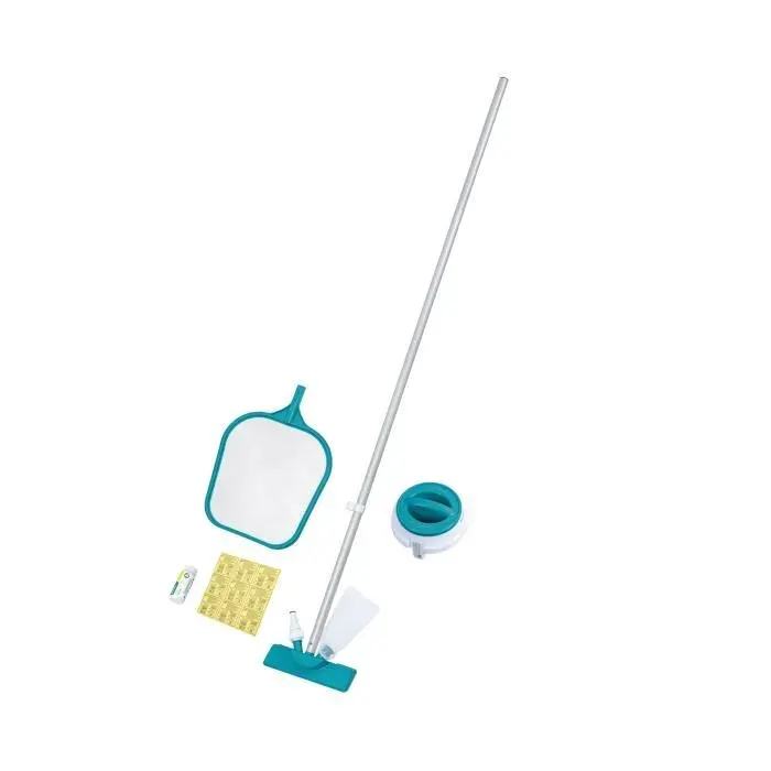 Kit de nettoyage piscine jusquà 396m - Bestway - Aquaclear - épuisette flotteur aspirateur bande de test patch de réparation