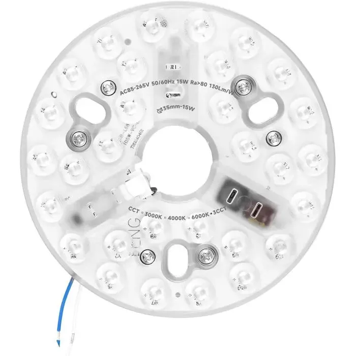 Kit de Remplacement LED 15W pour Ventilateur de Plafond 3CCT 3000K/4200K/6500K Lumière Dimmable avec Fonction Mémoire