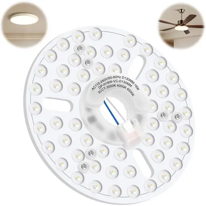 Kit de Remplacement LED pour Ventilateur de Plafond18W 1800LM 12.5cm Panneau Lumineux Magnétique3CCT 3000K/4000K/6000K Dimmable