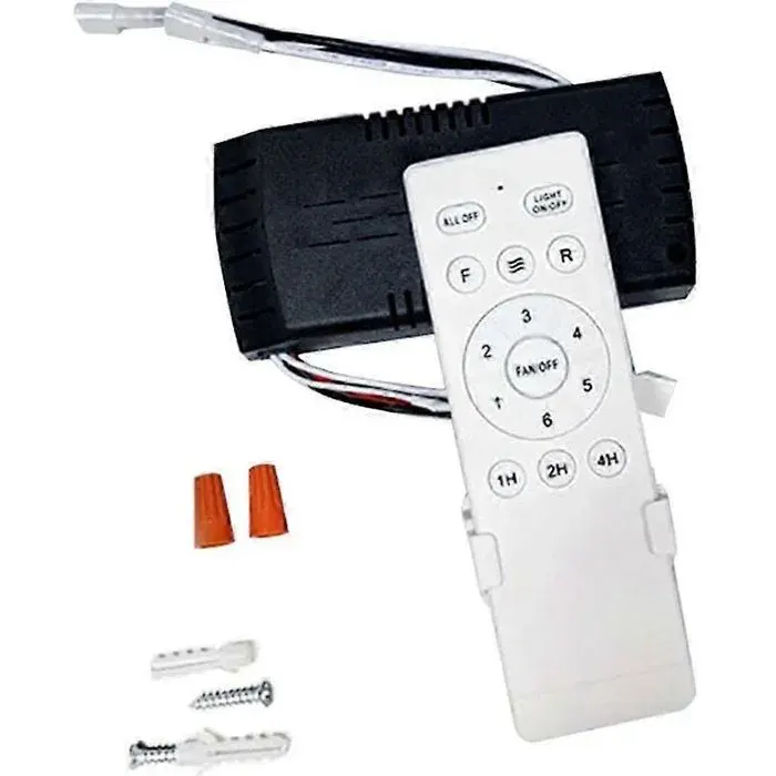 Kit de télécommande universelle pour ventilateur de plafond - 6 vitesses réglables Minuterie 1H 2H 4H - Maison - Noir et blanc