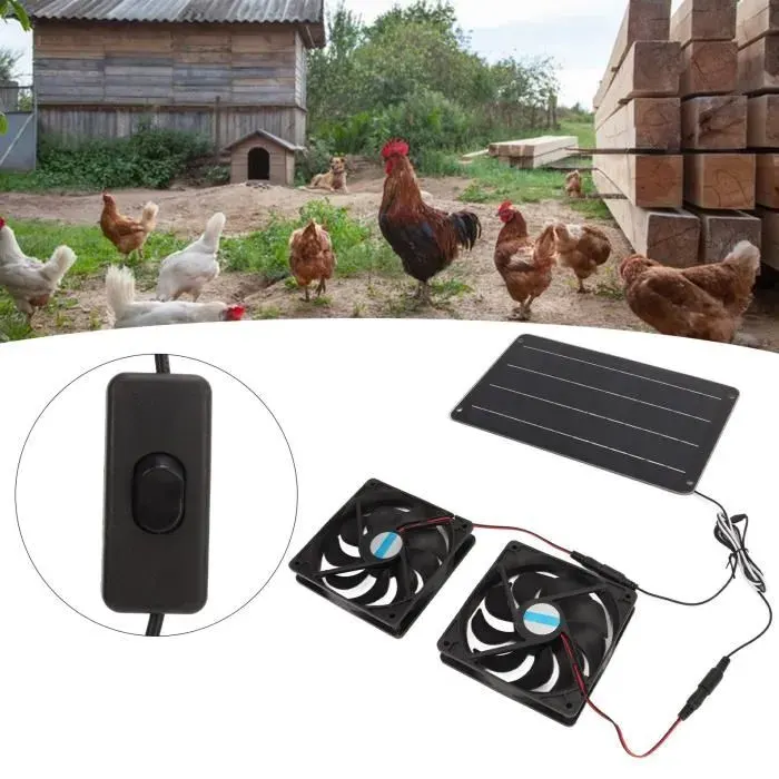 Kit de ventilateur à panneau solaire - VVIKIZY - Noir - 12 x 12 cm - 20W - ABS