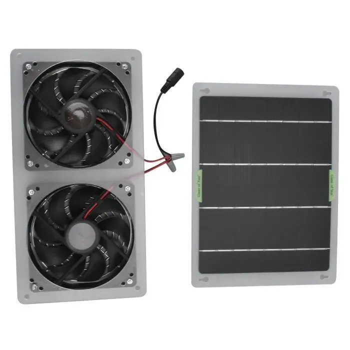 Kit de ventilateur solaire - GOTOTOP - 100W 12V - Étanche - Portable - Double ventilateur