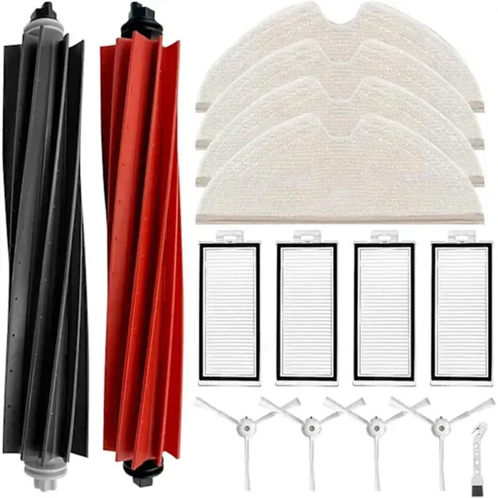 Kit entretien robot aspirateur - Brosses doubles et microfibre Filtres haute efficacité - Nettoyage sols et air - Lot varié