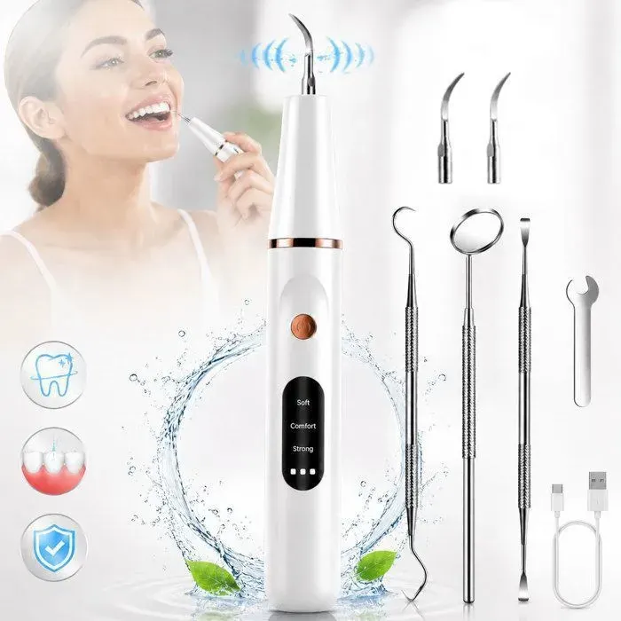 Kit Hygiène Dents I Brosse électrique avec LED et arrêt automatique 3 modes kit complet pour éliminer plaque tartre et taches