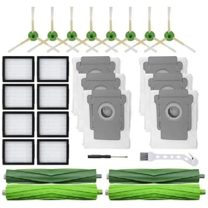 Kit Pièces Rechange Robot Aspirateur - 2 Brosses Multi-Surfaces 8 Filtres HEPA Compatible Roomba