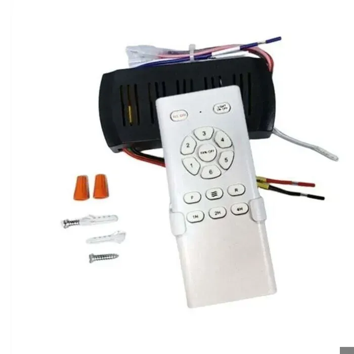 Kit télécommande ventilateur – 6 vitesses lumière indépendante minuterie – Compatible Hunter – Noir/Blanc