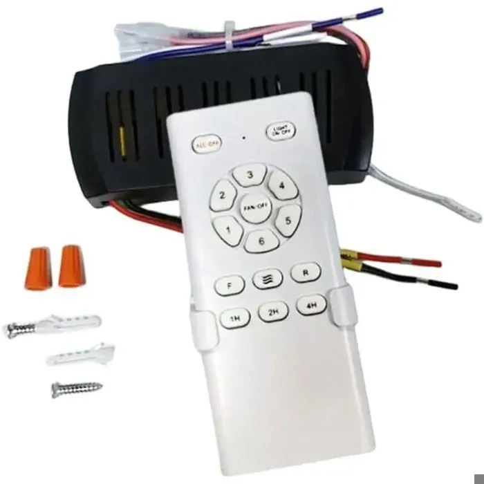 Kit télécommande ventilateur plafond conversion fréquence 55W récepteur 6 vitesses noir blanc