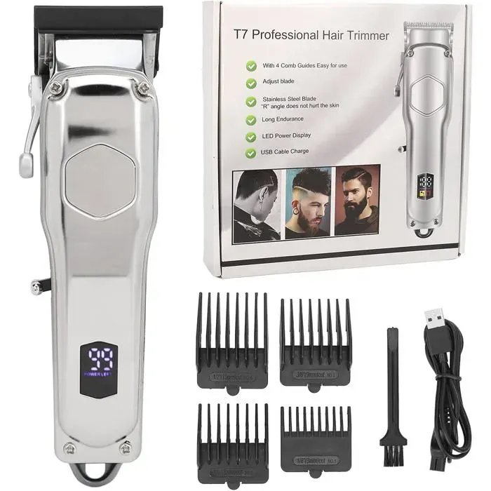 Kit Tondeuse Cheveux Hommes2000Mah Tondeuse Homme Cheveux4 Peignes De Guidage Affichage Led Un Bruit FaibleTondeuse Degrader Au