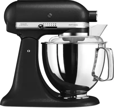 Kitchenaid - Robot Pâtissier 5ksm175psebk Artisan Truffe Noire, 4,8 L, Bol Avec Poignée + Bol 3 L, Batteur Souple Et Couvercle — vue 5