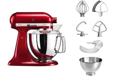 Kitchenaid - Robot Pâtissier 5ksm175pseca Pomme D'amour, 4,8 L, Bol Avec Poignée + Bol 3 L, Batteur Souple Et Couvercle — coloris Rouge