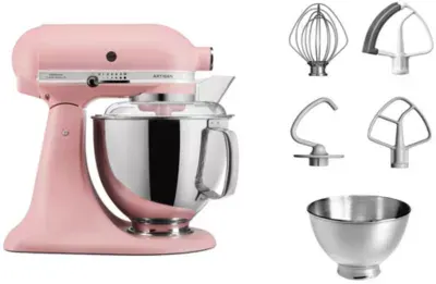 Kitchenaid - Robot Pâtissier 5ksm175psedr Rose Poudré, 4,8 L, Bol Avec Poignée + Bol 3 L, Batteur Souple Et Couvercle