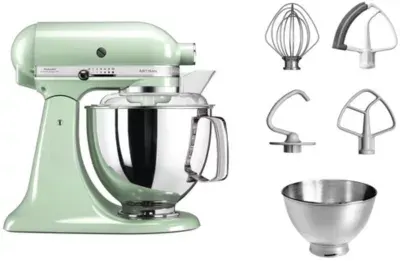 Kitchenaid - Robot Pâtissier 5ksm175psept Macaron Pistache, 4,8 L, Bol Avec Poignée + Bol 3 L, Batteur Souple Et Couvercle — coloris Vert