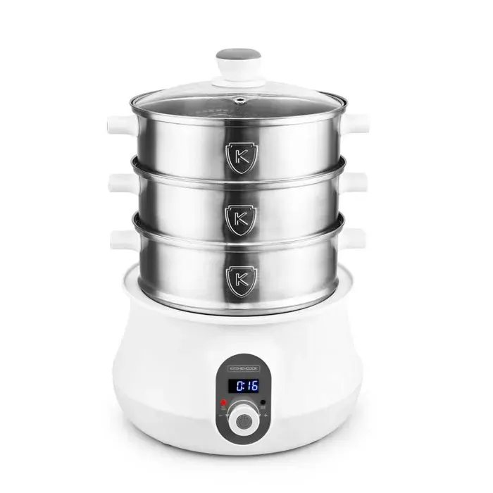 Kitchencook - Cuiseur Vapeur Multi Steam 9 - 600 W 9 L - 3 Plateaux Inox