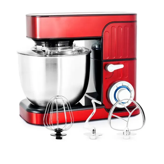 Kitchencook - Robot Pâtissier Antara_inox_red - 1300 W 55 L - Kit Pâtisserie