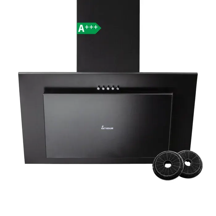 KKT KOLBE Hotte aspirante 60 cm Noire Évacuation & recyclage Hotte inclinée Inox Commande par boutons VTH6004S