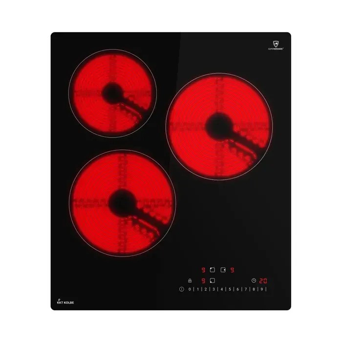 KKT KOLBE Plaque Electrique 45cm 5 kW 3 Zones de cuisson 9 niveaux de puissance KF4500RL