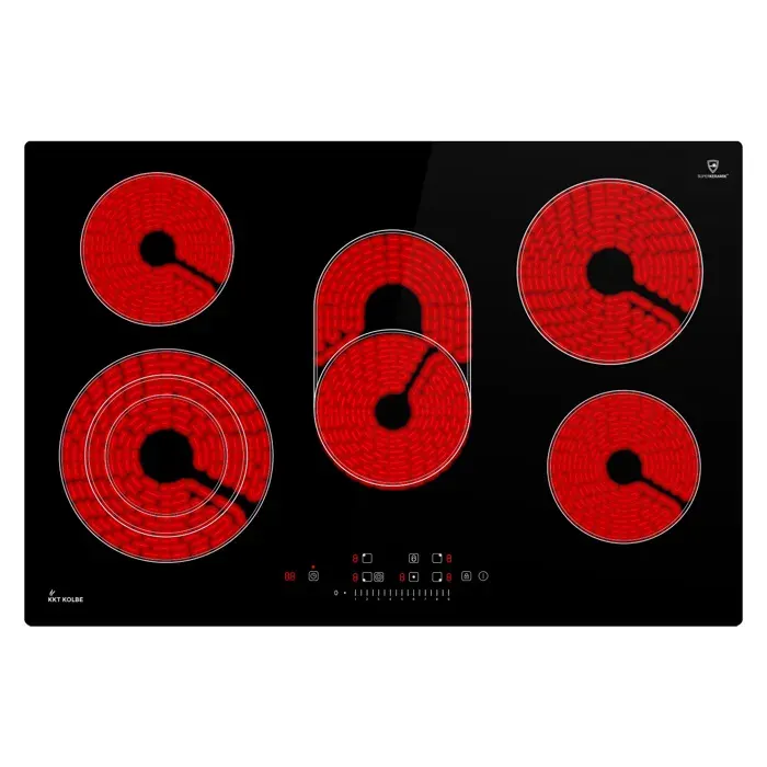KKT KOLBE Plaque électrique 80 cm 87 kW 5 zones 9 niveaux zone triple double zone ovale vitrocéramique CH7705RL