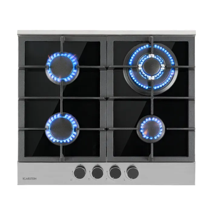 Klarstein Alchemist plaque de cuisson gaz 4 zones brûleur aluminium vitrocéramique noire