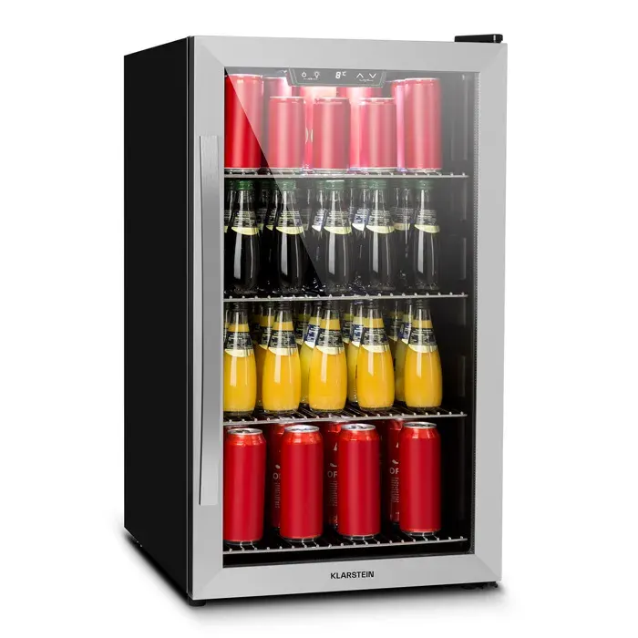 Klarstein Beersafe 4XL Réfrigérateur 124 litres 4 étagères Porte en verre panoramique Acier inoxydable